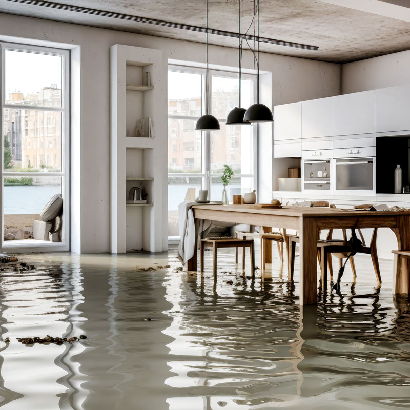 flooded kitchen in home